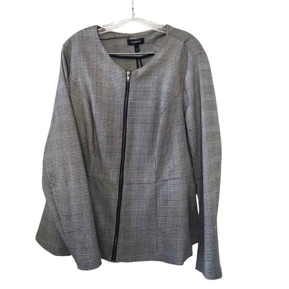TORRID: Black & White Houndstooth Zip Blazer Size 1X - Picture 4 of 6